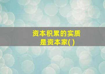 资本积累的实质是资本家( )